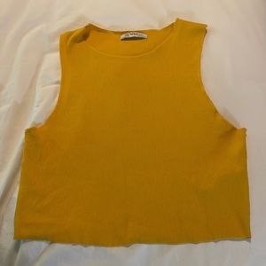 Zara cropped yellow tank top size small